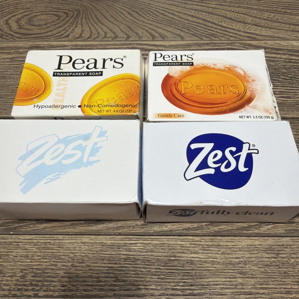 Pears + Zest Bar Soap Lot Of 4 Hypoallergenic Gentle Care